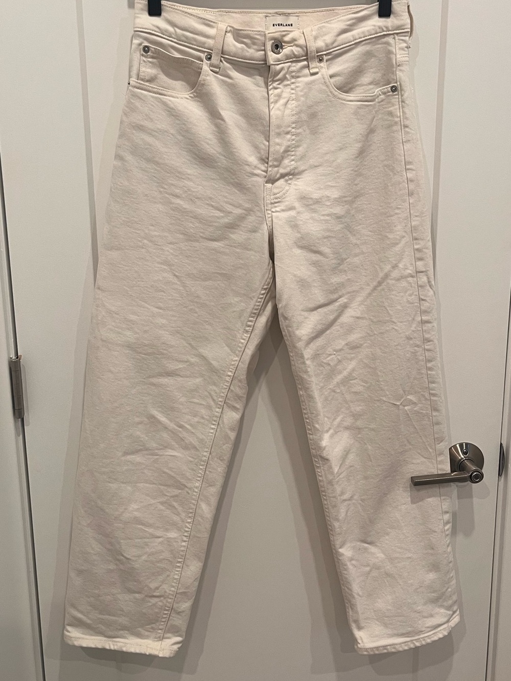 Everlane White Cropped Straight Leg Jeans (Size 28R)